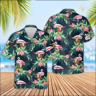 Texas Longhorn Cattle Flamingo Hawaiian Shirt, Farm Hawaiian Shirt, Farmer Hawaii | Newhawaiianshirts AU