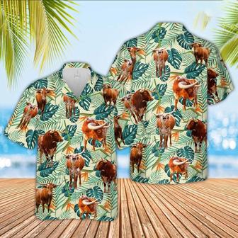 Texas Longhorn Green Pattern Hawaiian Shirt, Farm Hawaiian Shirt, Farmer Hawaii | Newhawaiianshirts AU