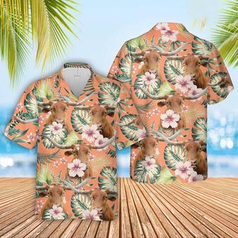 Texas Longhorn Summer Happiness Floral Farm Hawaiian Shirt, Farm Hawaiian Shirt, Farmer Hawaii | Newhawaiianshirts DE