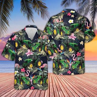 Tractor And Flamingo Flower Pattern Hawaiian Shirt, Farm Hawaiian Shirt, Farmer Hawaii | Newhawaiianshirts UK