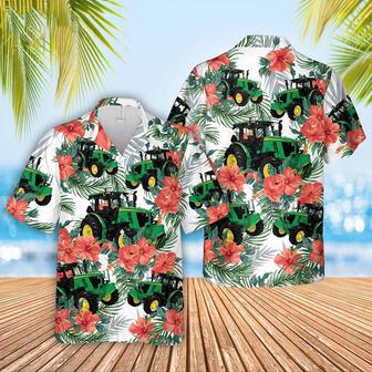 Tractor Cattle Hibucis Flower Pattern Hawaiian Shirt, Farm Hawaiian Shirt, Farmer Hawaii | Newhawaiianshirts DE