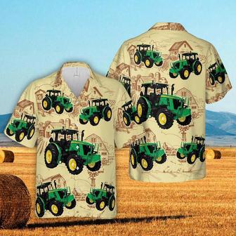 Tractors Farm Drawing All Over Printed Hawaiian Shirt, Farm Hawaiian Shirt, Farmer Hawaii | Newhawaiianshirts