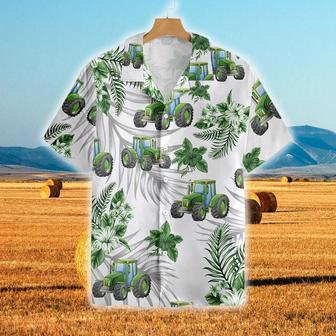 Tractors Green Hibiscus All Over Printed Hawaiian Shirt, Farm Hawaiian Shirt, Farmer Hawaii | Newhawaiianshirts CA