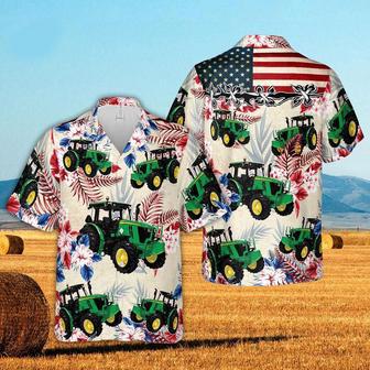 Tractors Hibiscus United State Flag All Over Printed Hawaiian Shirt, Farm Hawaiian Shirt, Farmer Hawaii | Newhawaiianshirts AU