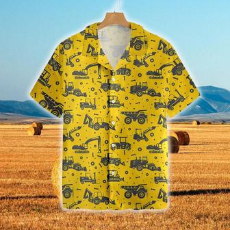 Tractors Pattern Yellow All Over Printed Hawaiian Shirt, Farm Hawaiian Shirt, Farmer Hawaii | Newhawaiianshirts AU