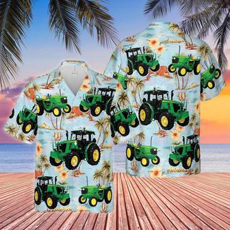 Tractors Tropical Island Blue All Over Printed Hawaiian Shirt, Farm Hawaiian Shirt, Farmer Hawaii | Newhawaiianshirts