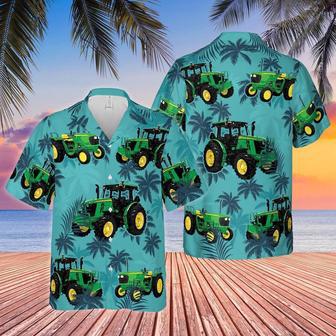 Tractors Tropical Plant Blue All Over Printed Hawaiian Shirt, Farm Hawaiian Shirt, Farmer Hawaii | Newhawaiianshirts DE