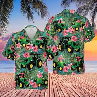 Tractors Tropical Plants Flower Green All Over Printed Hawaiian Shirt, Farm Hawaiian Shirt, Farmer Hawaii | Newhawaiianshirts