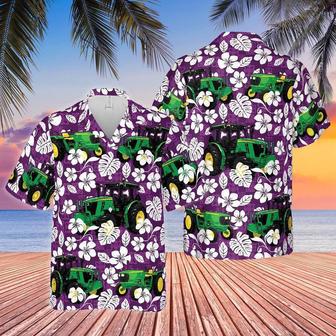 Tractors Tropical Plants Purple All Over Printed Hawaiian Shirt, Farm Hawaiian Shirt, Farmer Hawaii | Newhawaiianshirts