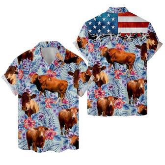 Tropical Red Angus Hawaiian Shirts, Farm Hawaiian Shirt, Farmer Hawaii | Newhawaiianshirts