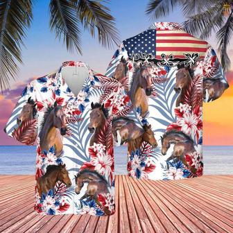 United States Flag Hawaiian Theme For Horse Lovers All Printed Hawaiian Shirt, Farm Hawaiian Shirt, Farmer Hawaii | Newhawaiianshirts AU