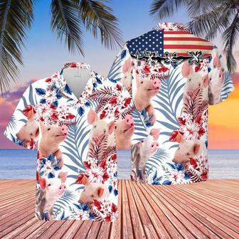 United States Flag Hawaiian Theme For Pig Lovers All Printed Hawaiian Shirt, Farm Hawaiian Shirt, Farmer Hawaii | Newhawaiianshirts CA