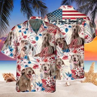 Weimaraner Dog United States Flag Hawaiian Flowers All Over Printed Hawaiian Shirt, Farm Hawaiian Shirt, Farmer Hawaii | Newhawaiianshirts AU