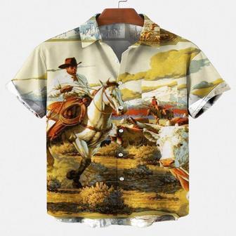 Western Cowboy On Horse All Over Printed Hawaiian Shirt, Farm Hawaiian Shirt, Farmer Hawaii | Newhawaiianshirts CA