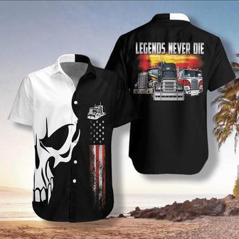 White Skull, Legends Never Die Trucker Hawaiian Shirt, Farm Hawaiian Shirt, Farmer Hawaii | Newhawaiianshirts AU