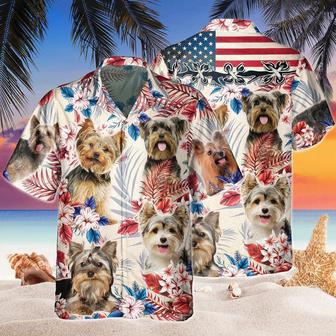 Yorkshire Terrier Dog United States Flag Hawaiian Flowers All Over Printed Hawaiian Shirt, Farm Hawaiian Shirt, Farmer Hawaii | Newhawaiianshirts AU