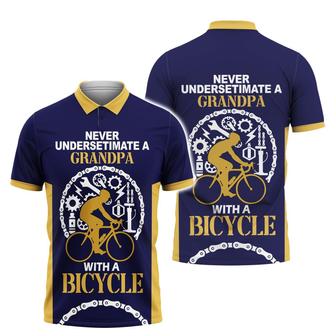 A Grandpa With A Bicycle Cycling Polo Shirt - Monsterry UK