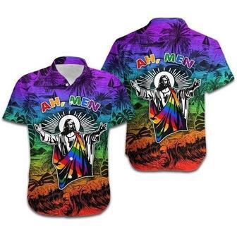 Ah Men Funny Jesus Lgbt Pride Aloha Hawaiian Shirt, Hawaiian Shirt | Newhawaiianshirts AU