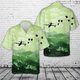 Air Force Hawaiian Shirt, Us Air Force Hercules Drops On Anniversary Of D-Day Hawaiian Shirt, Air Force Aloha Shirt | Newhawaiianshirts UK