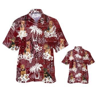 Airedale Terrier Hawaiian Shirt, Dog Hawaii Shirt Red Tribal Pattern | Newhawaiianshirts DE