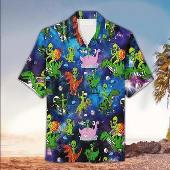 Alien With Dinosaur Hawaiian Aloha Shirts | Newhawaiianshirts UK