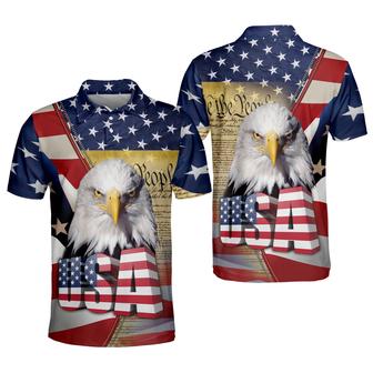 All Over Print American Flag Patriotic Polo Shirt, Eagle Usa Flag Shirt, Gift For Him - Monsterry AU
