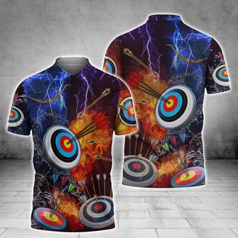 All Over Print Archery Water And Fire Pattern Polo Shirt, Perfect Shirt For Men Women, Archery Team Shirt - Monsterry DE