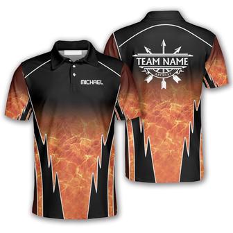 All Over Print Blaze Black Custom Archery Polo Shirts For Men, Idea Gift Shirt For Archery - Monsterry