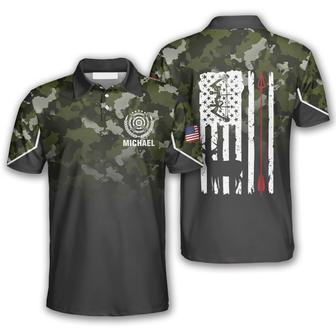 All Over Print Gradient Camo American Flag Custom Archery Polo Shirts For Men - Monsterry