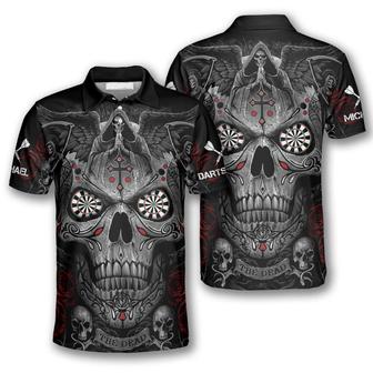 All Over Print Grim Reaper Praying Cross Skull Custom Darts Polo Shirts - Monsterry CA
