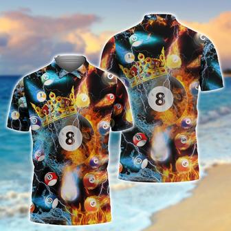 All Over Print King Of Ball Polo Shirt, Ball On Fire Shirt, Idea Gift For Billiards Player - Monsterry DE