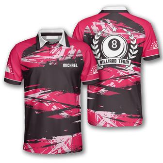 All Over Print Pink Grunge Custom Billiard Polo Shirts For Men, Idea Cool Gift For Billiard Team - Monsterry