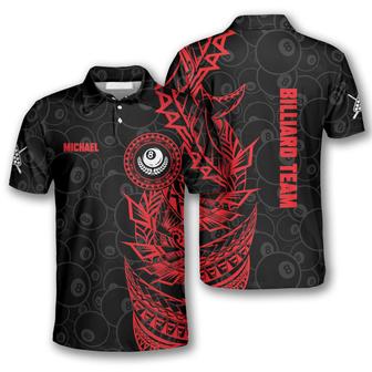 All Over Print Red Black Tribal Custom Billiard Polo Shirts For Men, Billiard Team Uniform - Monsterry DE