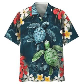 All Over Print Turtle Floral Hawaiian Shirt, Aloha Beach Shirt, Summer Hawaiian Turtle Shirt | Newhawaiianshirts UK