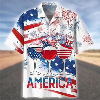 All Over Print Usa Hawaiian Shirt Glass Drinking Cheer Up Independence Day, America Of Jul Hawaiian Shirt | Newhawaiianshirts AU