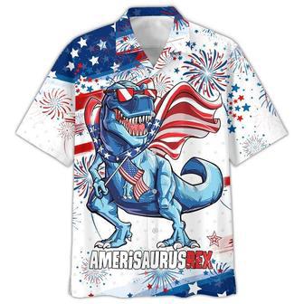 All Over Printed Of July Hawaiian Shirt, Amerisaurusrex Hawaii Beach Shirt, Saurus Usa Hawaiian Shirt | Newhawaiianshirts AU