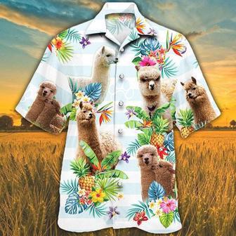 Alpaca Hawaiian Theme Pineapple Tropical Flower Hawaiian Shirt, Farm Hawaiian Shirt, Farmer Hawaii | Newhawaiianshirts