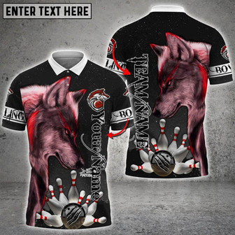 Alpha Wolf Bowling And Pins Multicolor Customized Name Shirt, Gift For Bowler - Monsterry