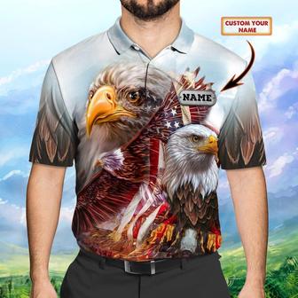 America Eagle Polo Shirt With Custom Name - Monsterry DE