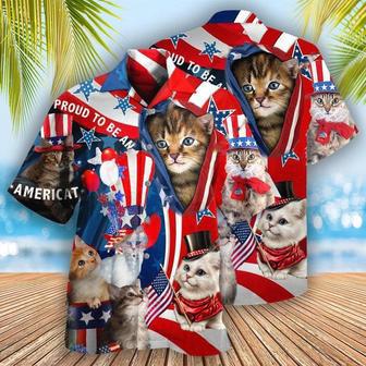 America Proud To Be An Cat Hawaiian Shirt, Cat Pride Hawaiian Shirt | Newhawaiianshirts DE