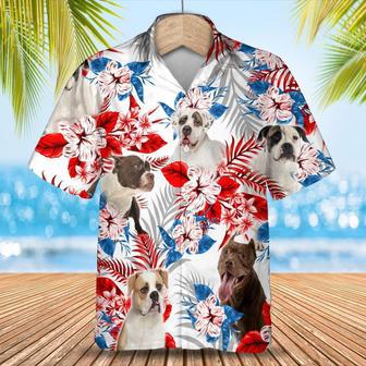 American Bulldog Hawaiian Shirs, All Over Printed Floral And Dog In Hawaii Aloha Beach Shirt | Newhawaiianshirts AU