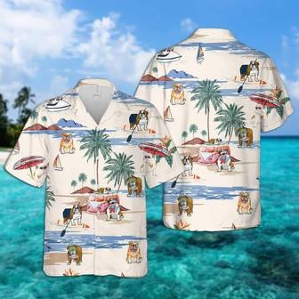 American Bulldog Summer Beach Hawaiian Shirt, Full Print Dog Hawaii Shirt For Summer Travel | Newhawaiianshirts AU