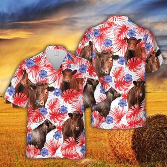 American Colors Shorthorn Cattle Hawaiian Shirt, Farm Hawaiian Shirt, Farmer Hawaii | Newhawaiianshirts AU