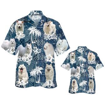 American Eskimo Hawaiian Shirt, Full Print Dog Hawaii Shirt, Dog Breeds In Hawaii Shirts | Newhawaiianshirts AU