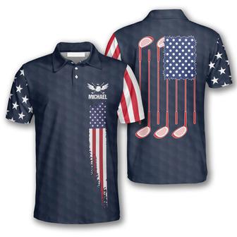 American Flag Navy Custom Golf Polo Shirts For Men - Monsterry CA