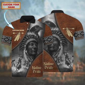 American Native Pride Printed Polo Shirt Personalized Name Polo Shirt - Monsterry DE