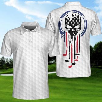 American Skull Golf Clubs Set Short Sleeve White Golf Polo Shirt, Wet Paint American Flag Polo Shirt, Best Golf Shirt For Men Coolspod - Monsterry CA