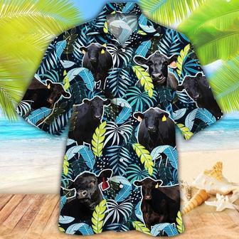 Angus Cattle Jungle Leaves All Over Printed Hawaiian Shirt, Farm Hawaiian Shirt, Farmer Hawaii | Newhawaiianshirts