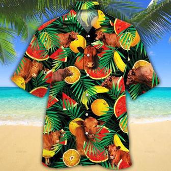 Angus Cattle Tropical Fruits All Over Printed Hawaiian Shirt, Farm Hawaiian Shirt, Farmer Hawaii | Newhawaiianshirts DE