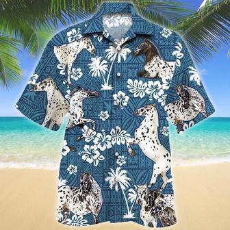 Appaloosa Horse Blue Tribal All Over Printed Hawaiian Shirt, Farm Hawaiian Shirt, Farmer Hawaii | Newhawaiianshirts DE